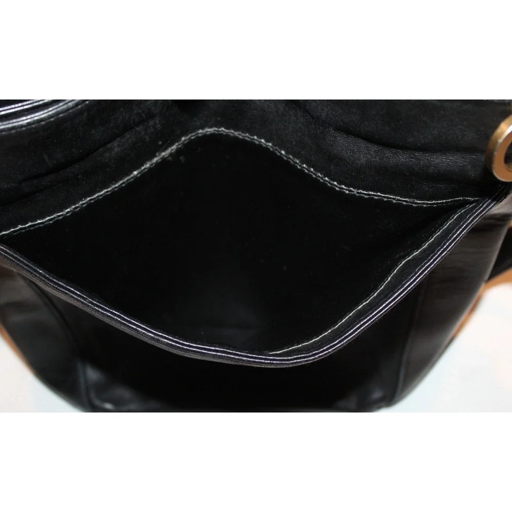 Perlina New York black leather satchel purse handbag